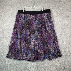Lane Bryant‎ Womens Skirt Pleated Elastic Waist Purple Lined Midi Skirt Sz 18/20